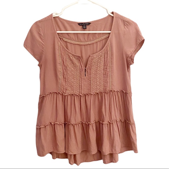 American Eagle Outfitters Tops - 🛑SOLD ON MERCARI🛑 American Eagle Outfitters Top Short Sleeves Boho Size XS EUC